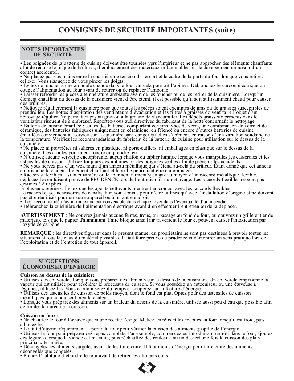 Consignes de sécurité importantes (suite) | Danby DR299BLSGLP User Manual | Page 27 / 35