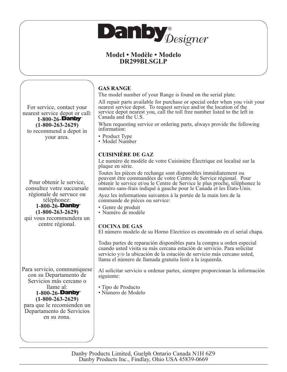 Danby DR299BLSGLP User Manual | Page 35 / 35