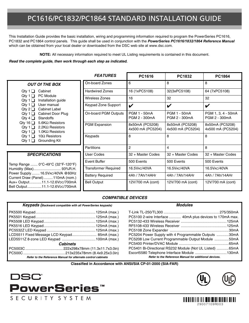 DSC POWERSERIES PC1616 User Manual | 16 pages