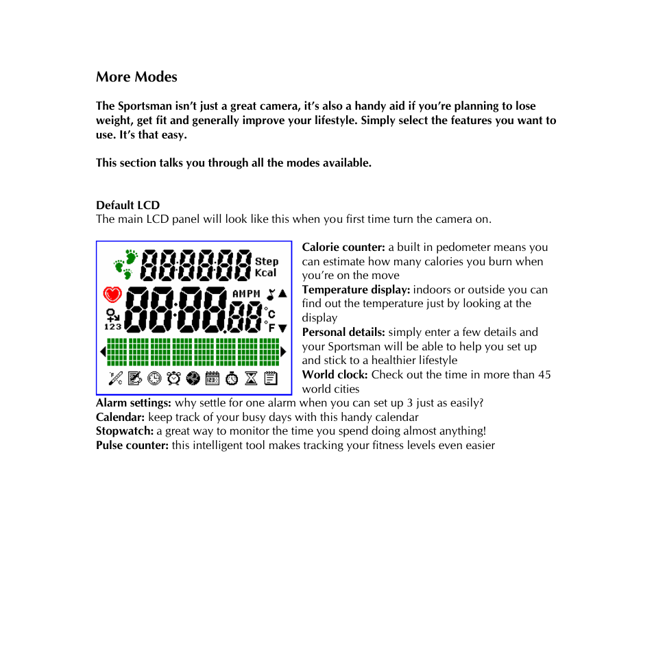 More modes | Digital Dream sportsman User Manual | Page 16 / 34