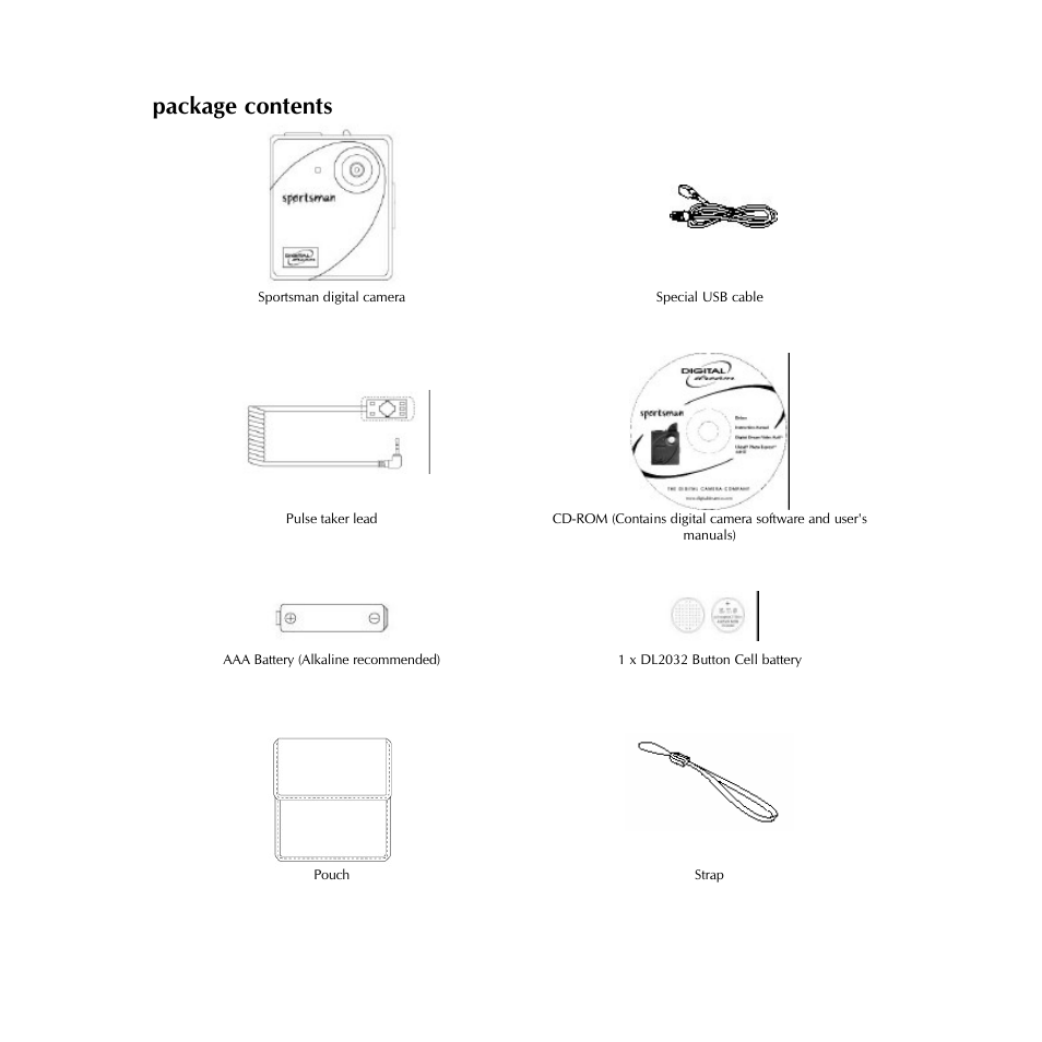 Package contents | Digital Dream sportsman User Manual | Page 4 / 34