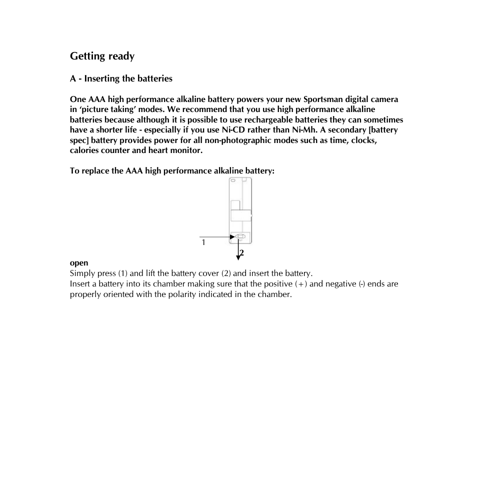 Getting ready | Digital Dream sportsman User Manual | Page 7 / 34