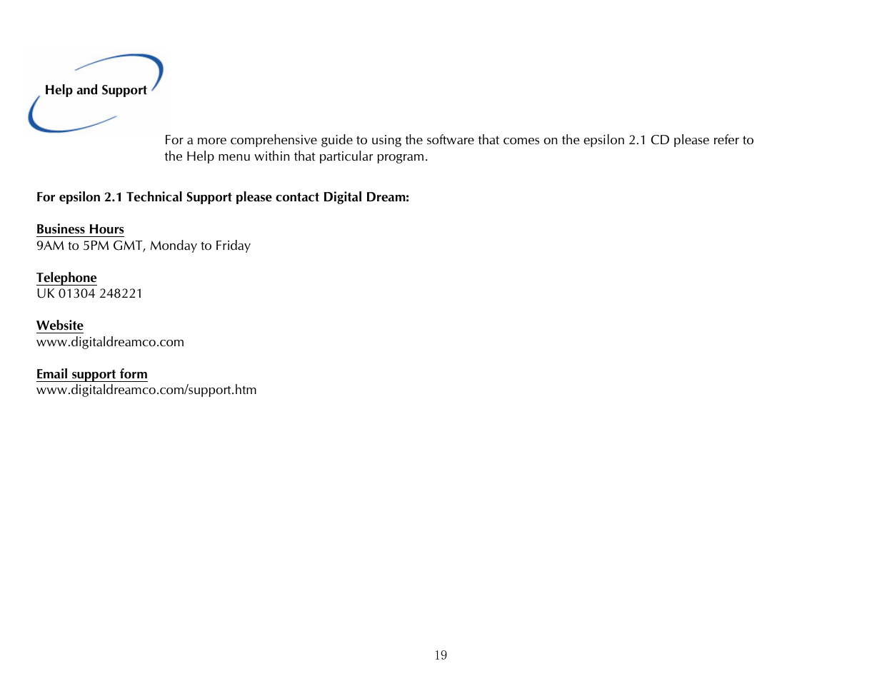 Digital Dream epsilon 2.1 User Manual | Page 19 / 20