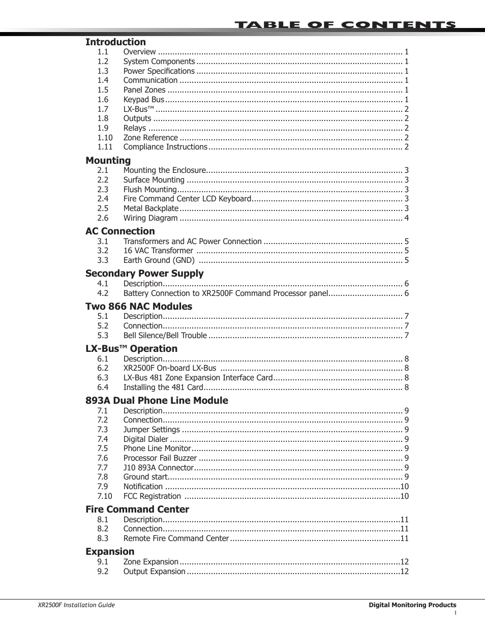 DMP Electronics XR2500F User Manual | Page 3 / 60