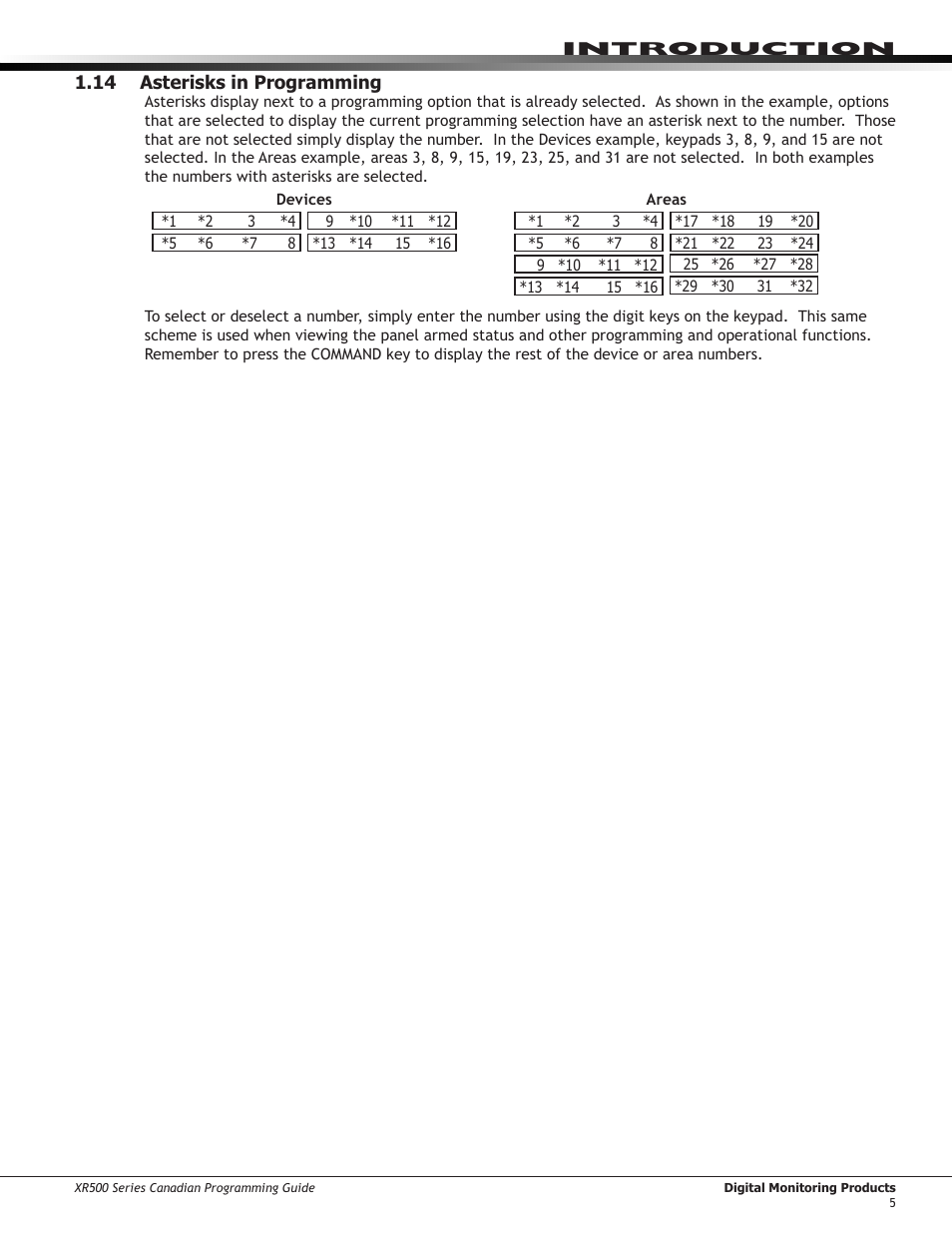 Multiple displays, Asterisks in programming | DMP Electronics DMP Command Processor Panel XR500 User Manual | Page 14 / 85