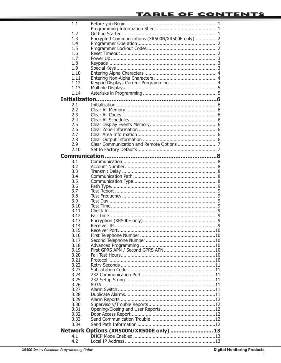 DMP Electronics DMP Command Processor Panel XR500 User Manual | Page 3 / 85