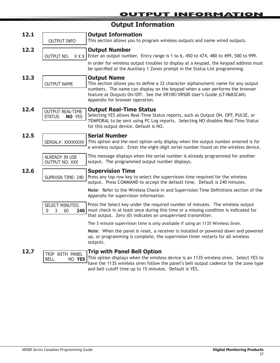 Output groups, 1 ￼ output groups, 2 ￼ group number | 3 ￼ group name, 4 ￼ output number, Group number, Group name, Output number, Output information | DMP Electronics DMP Command Processor Panel XR500 User Manual | Page 46 / 85