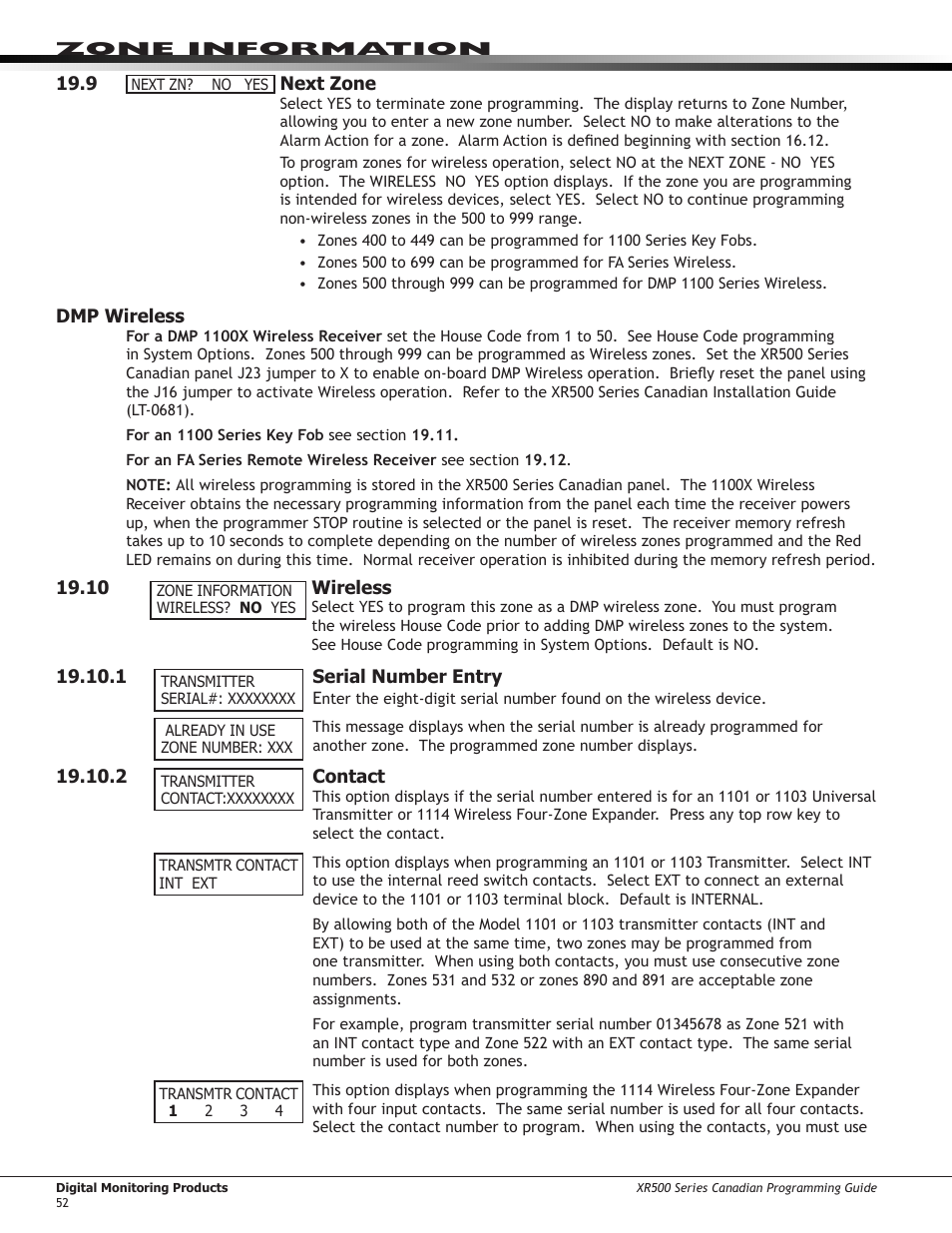 3 ￼ supervision time, 4 ￼ led operation, 5 ￼ disarm/disable | 6 ￼ pir pulse count, 7 ￼ pir sensitivity, 3 supervision time, 4 led operation, 5 disarm/disable, 6 pir pulse count, 7 pir sensitivity | DMP Electronics DMP Command Processor Panel XR500 User Manual | Page 61 / 85