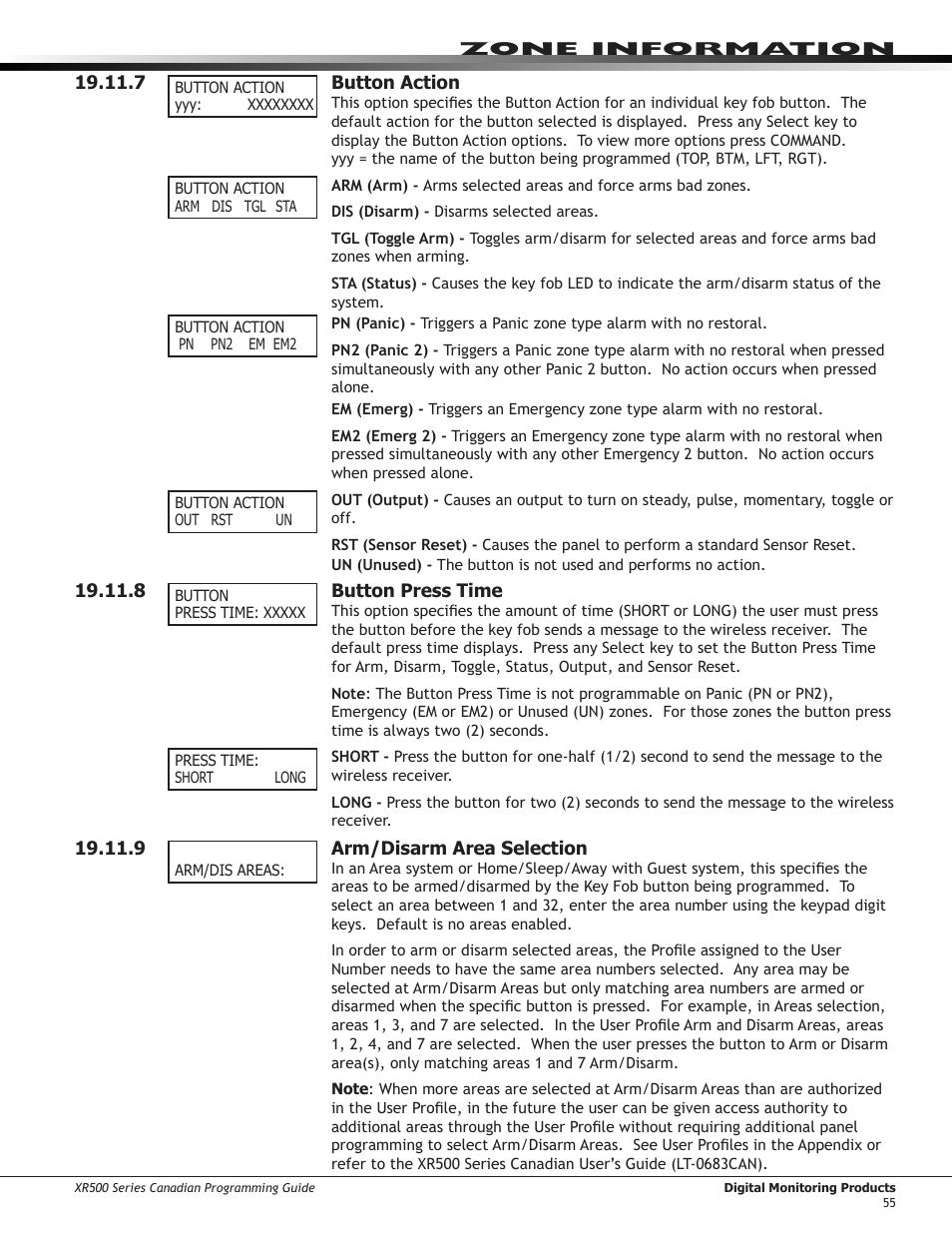 10 ￼ output number, 11 ￼ output action, 12 ￼ next zone | Output number, Output action, 12 next zone | DMP Electronics DMP Command Processor Panel XR500 User Manual | Page 64 / 85