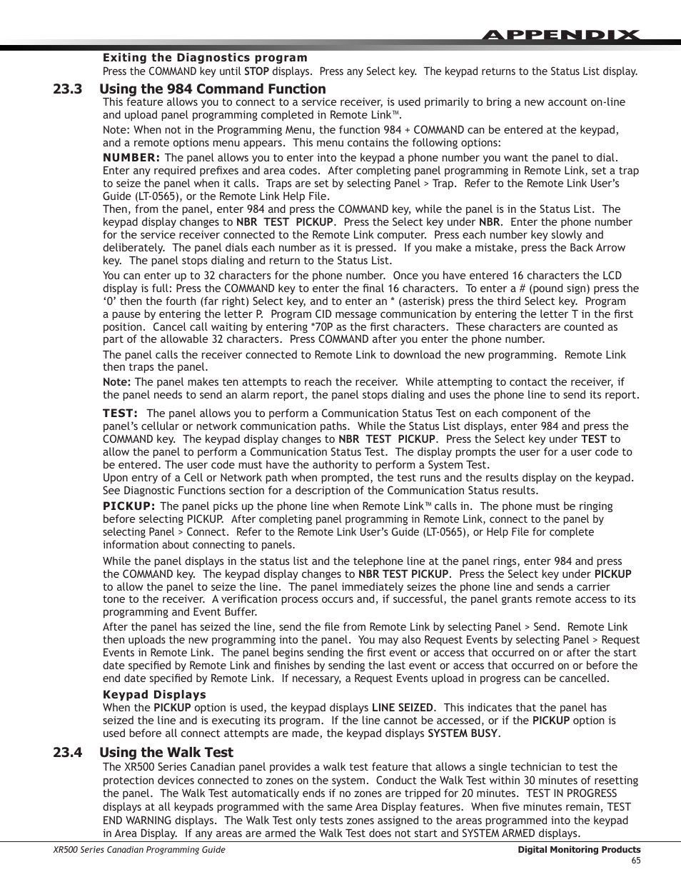 4 using the walk test, Walk test, Zone types | Trip counter for walk test, Using the walk test | DMP Electronics DMP Command Processor Panel XR500 User Manual | Page 74 / 85