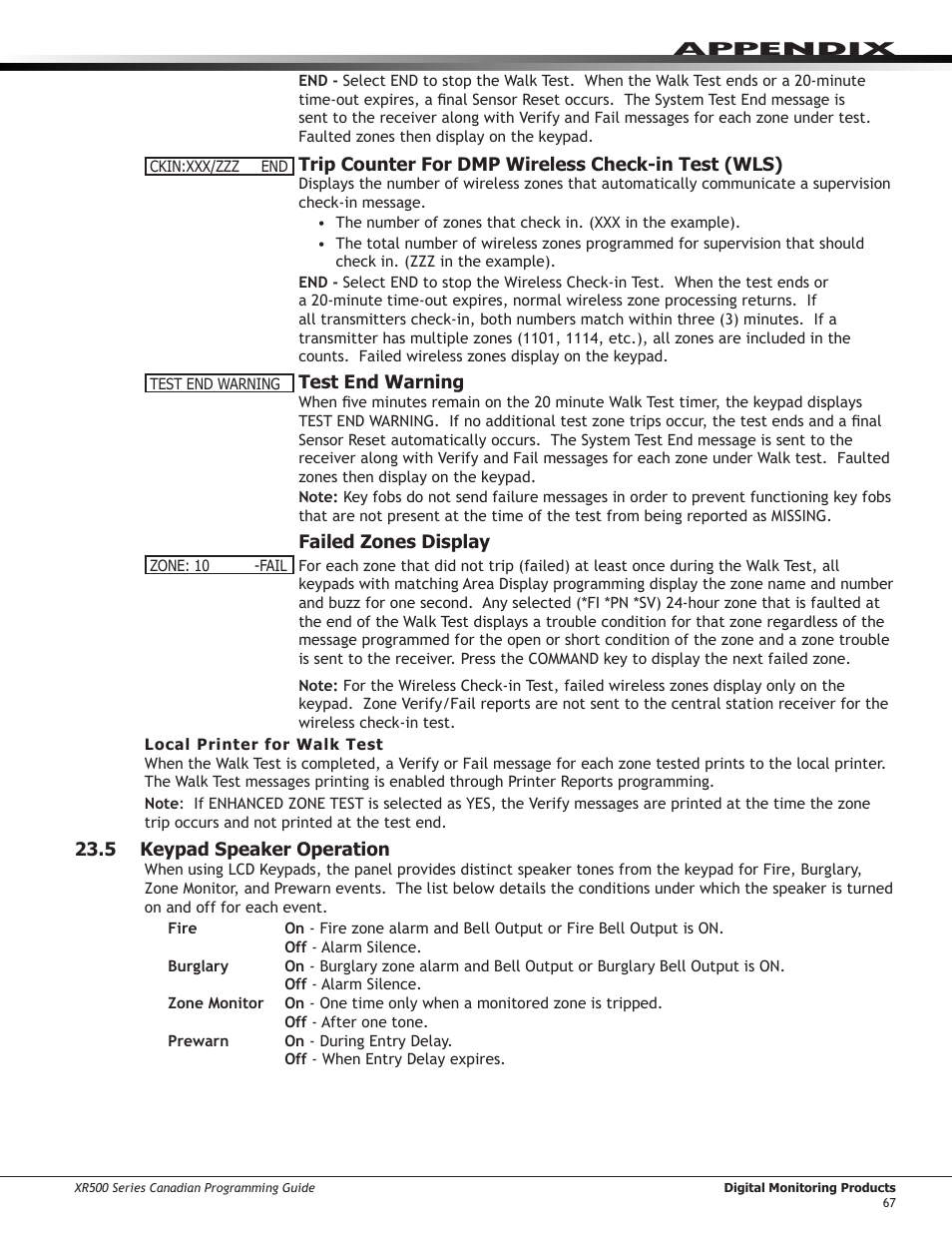 6 cross zoning, 7 events manager, 8 user profiles | 9 user profiles record, Cross zoning, Events manager, User profiles, User profiles record | DMP Electronics DMP Command Processor Panel XR500 User Manual | Page 76 / 85