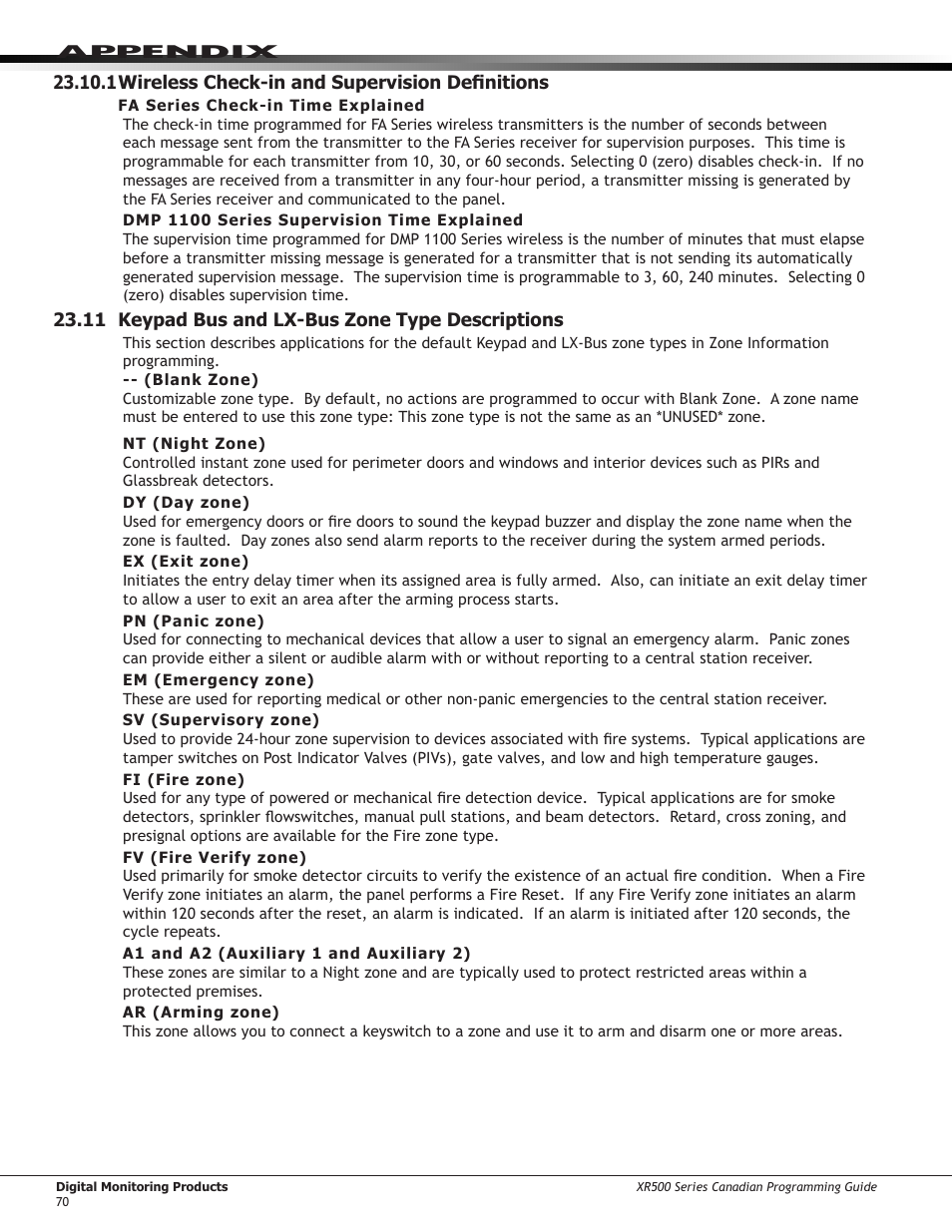 1 keypad bus zone type defaults | DMP Electronics DMP Command Processor Panel XR500 User Manual | Page 79 / 85