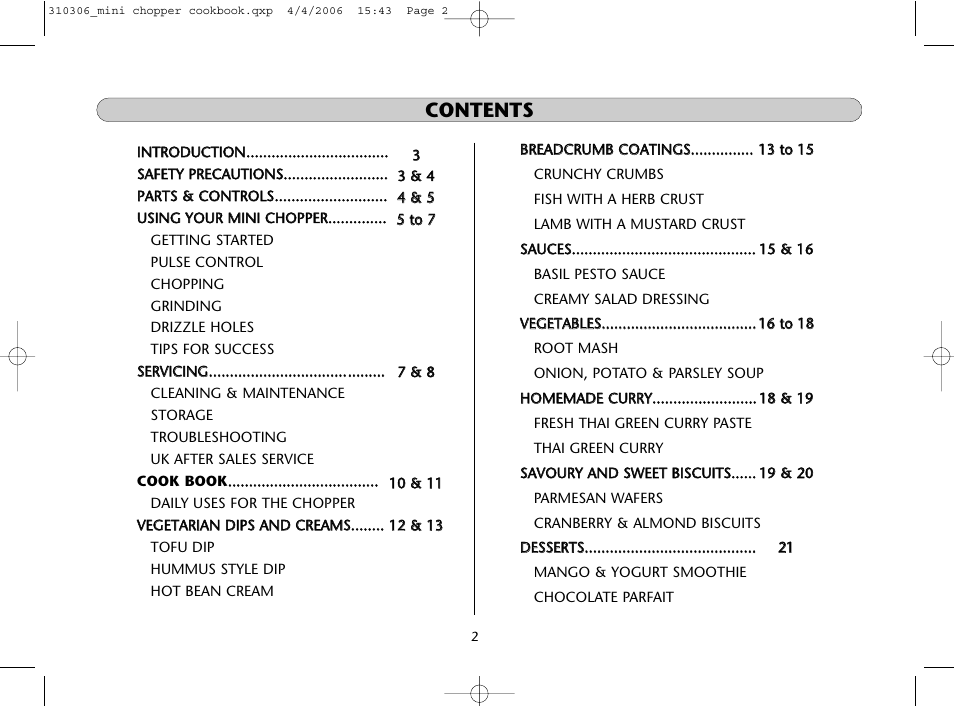 Dualit Mini Chopper 310306 User Manual | Page 2 / 22
