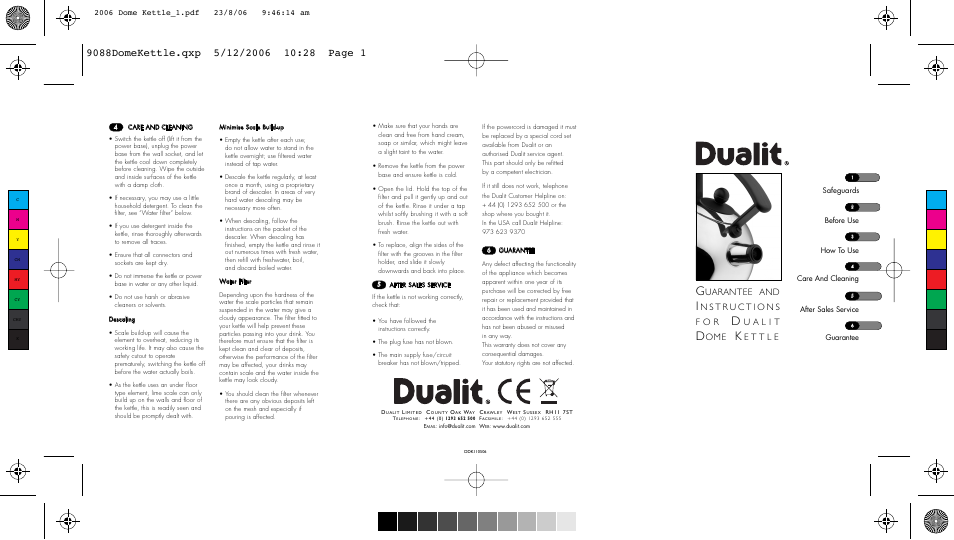 Dualit Dome Kettle User Manual | 2 pages