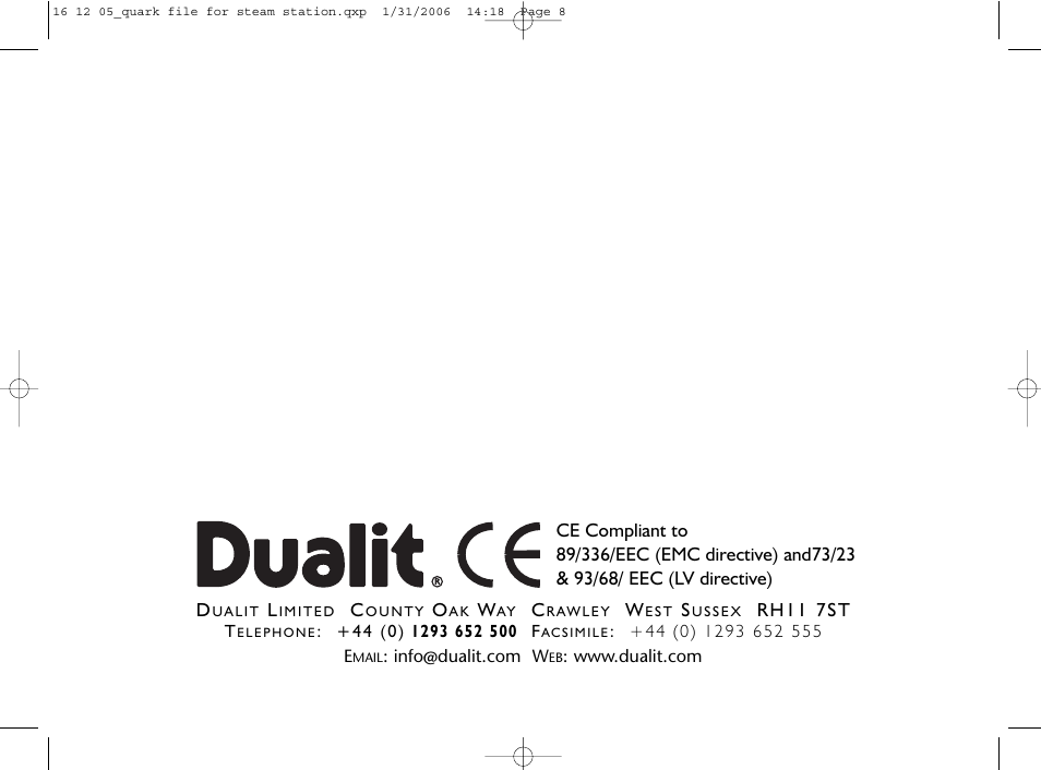 Dualit Steam Station Iron User Manual | Page 8 / 8