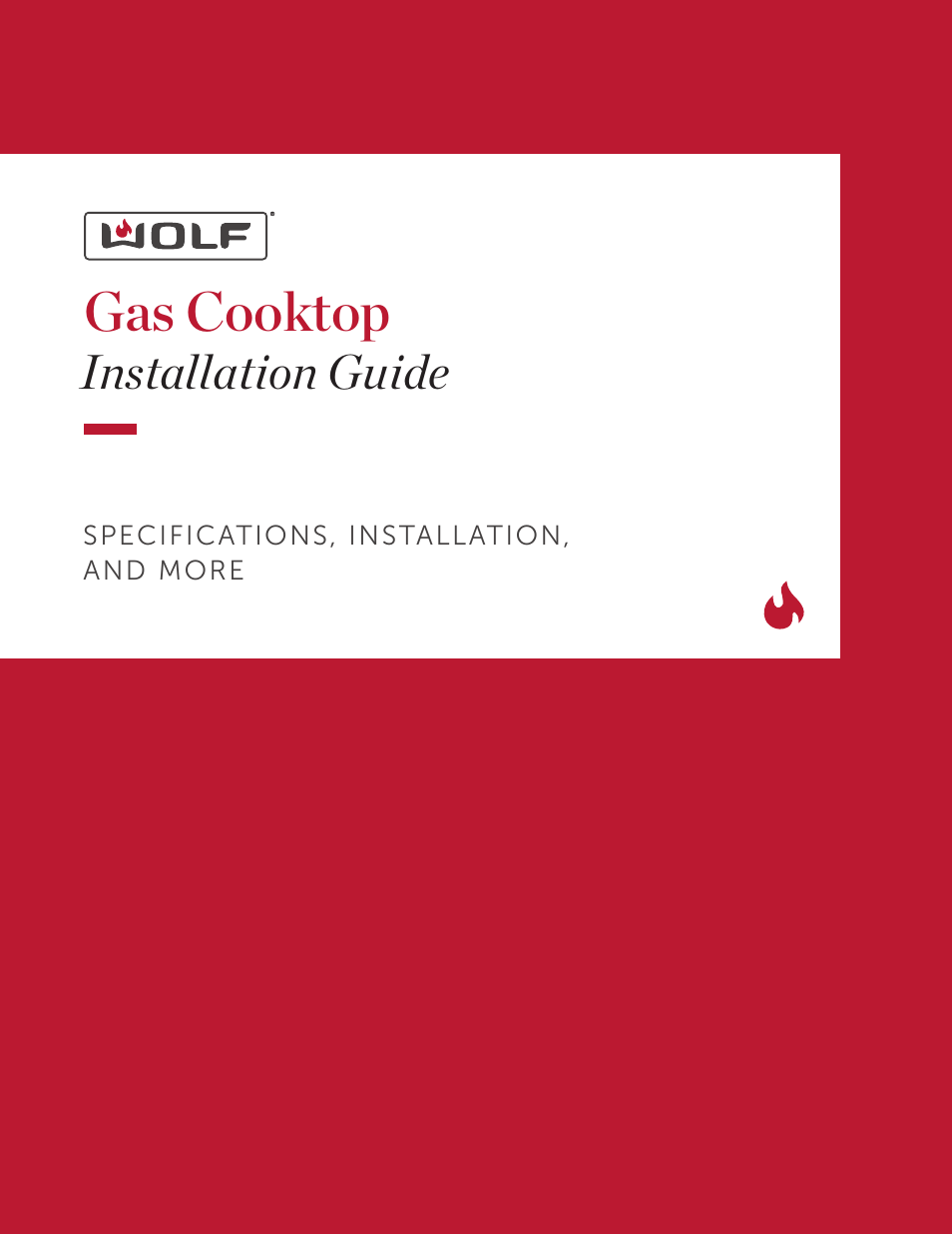 Wolf 36 Inch Cooktop Installation Guide User Manual | 44 pages