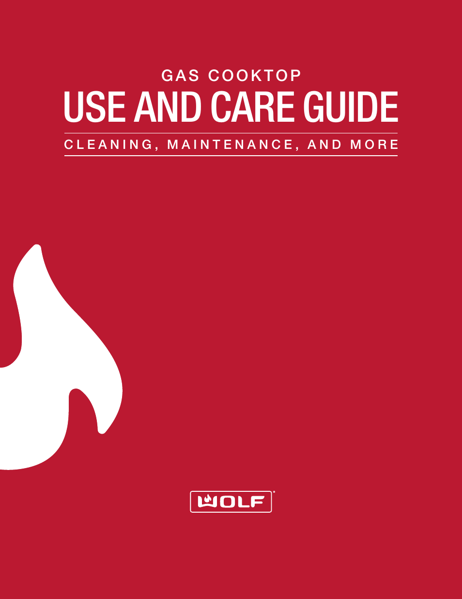 Wolf 36 Inch Cooktop Use and Care Guide User Manual | 32 pages