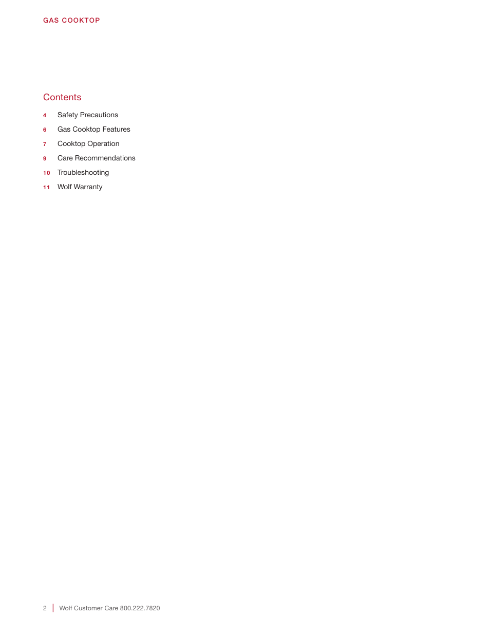 Wolf 36 Inch Cooktop Use and Care Guide User Manual | Page 2 / 32