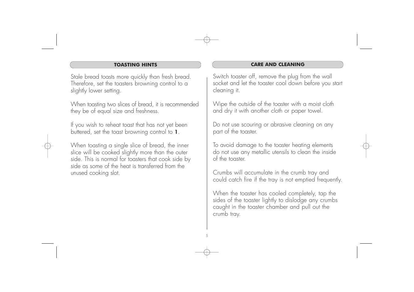 Dualit DUAL TOASTER 2 AND 4 SLOT MODELS User Manual | Page 6 / 8