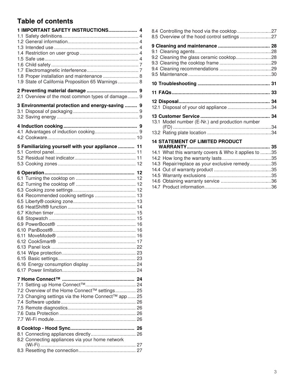 Thermador Masterpiece Series 36 Inch Induction Smart Cooktop Use and Care Guide User Manual | Page 3 / 76