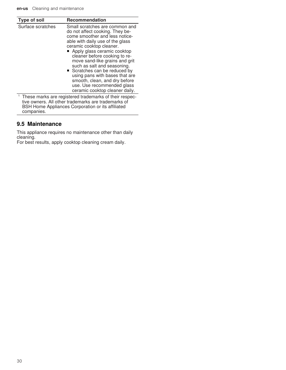5 maintenance | Thermador Masterpiece Series 36 Inch Induction Smart Cooktop Use and Care Guide User Manual | Page 30 / 76