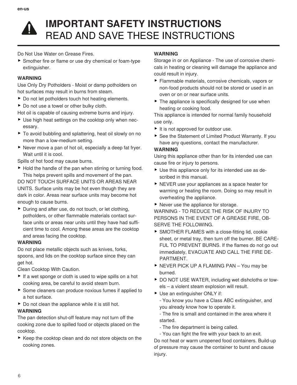 Thermador Masterpiece Series 36 Inch Induction Smart Cooktop Use and Care Guide User Manual | Page 6 / 76