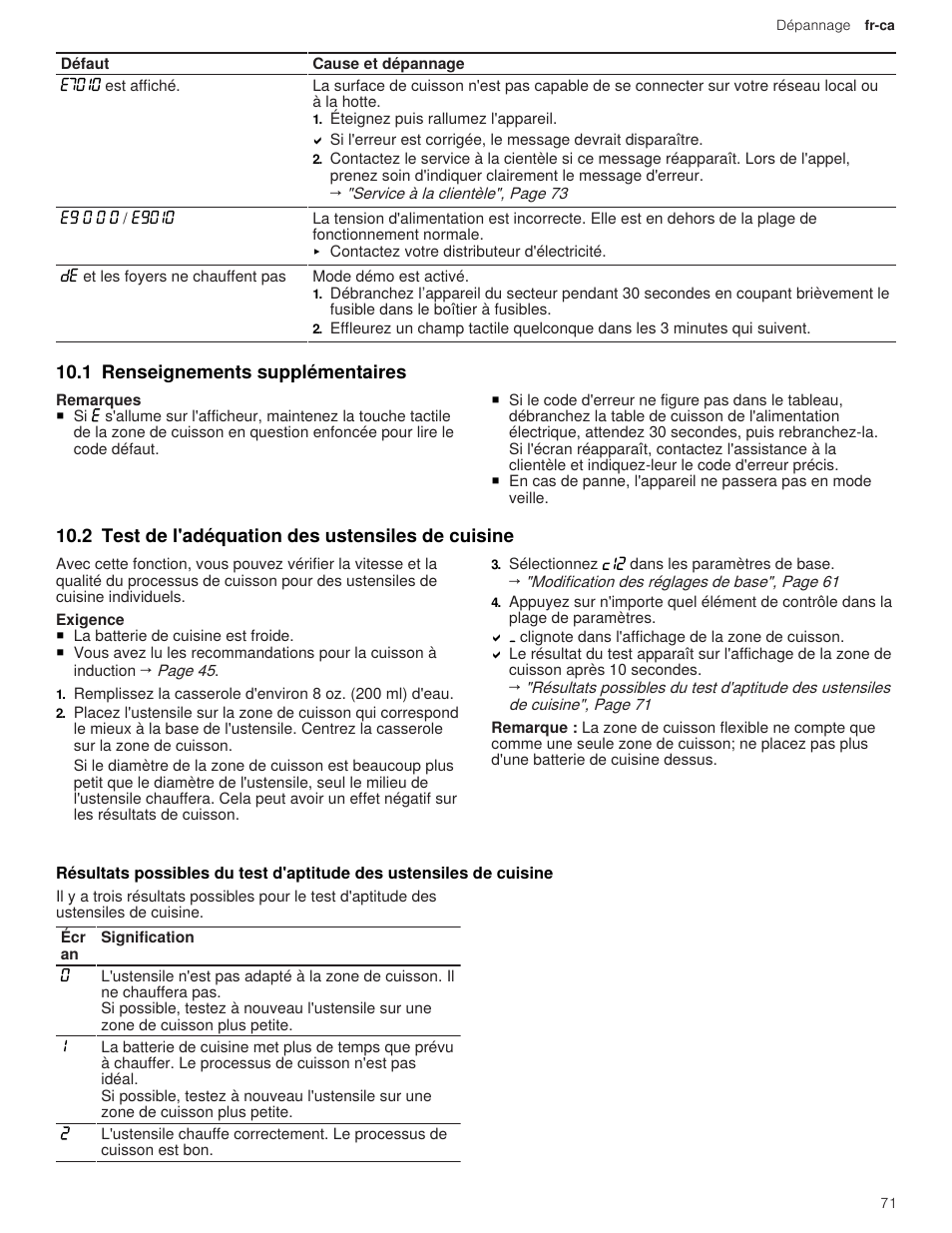 1 renseignements supplémentaires, 2 test de l'adéquation des ustensiles de cuisine, Test de l'adéquation des ustensiles de cuisine | Thermador Masterpiece Series 36 Inch Induction Smart Cooktop Use and Care Guide User Manual | Page 71 / 76