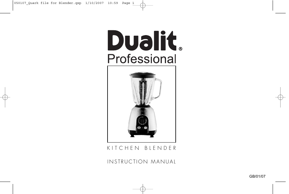 Dualit Kitchen Blender User Manual | 12 pages