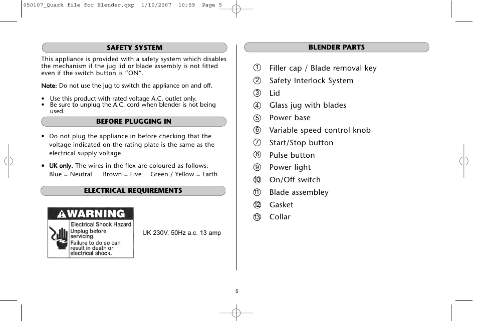 Dualit Kitchen Blender User Manual | Page 5 / 12