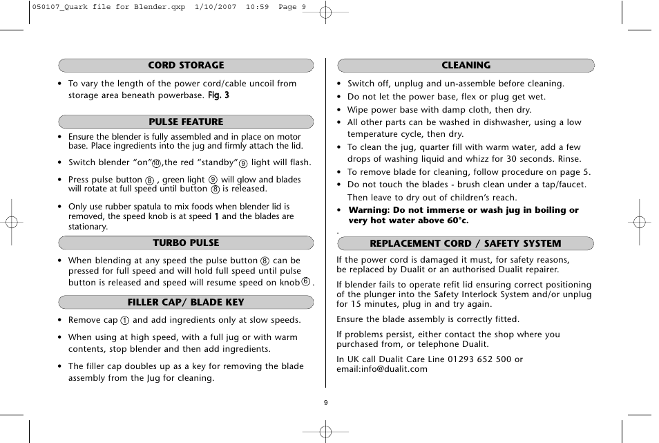 Dualit Kitchen Blender User Manual | Page 9 / 12