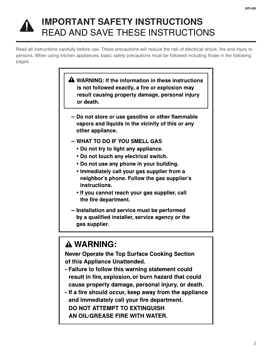 1 important safety instructions | Thermador Professional Series Gas Rangetop Use and Care Guide User Manual | Page 3 / 40