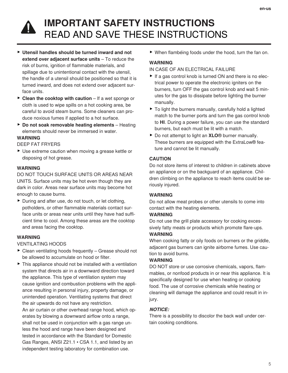 Thermador Professional Series Gas Rangetop Use and Care Guide User Manual | Page 5 / 40