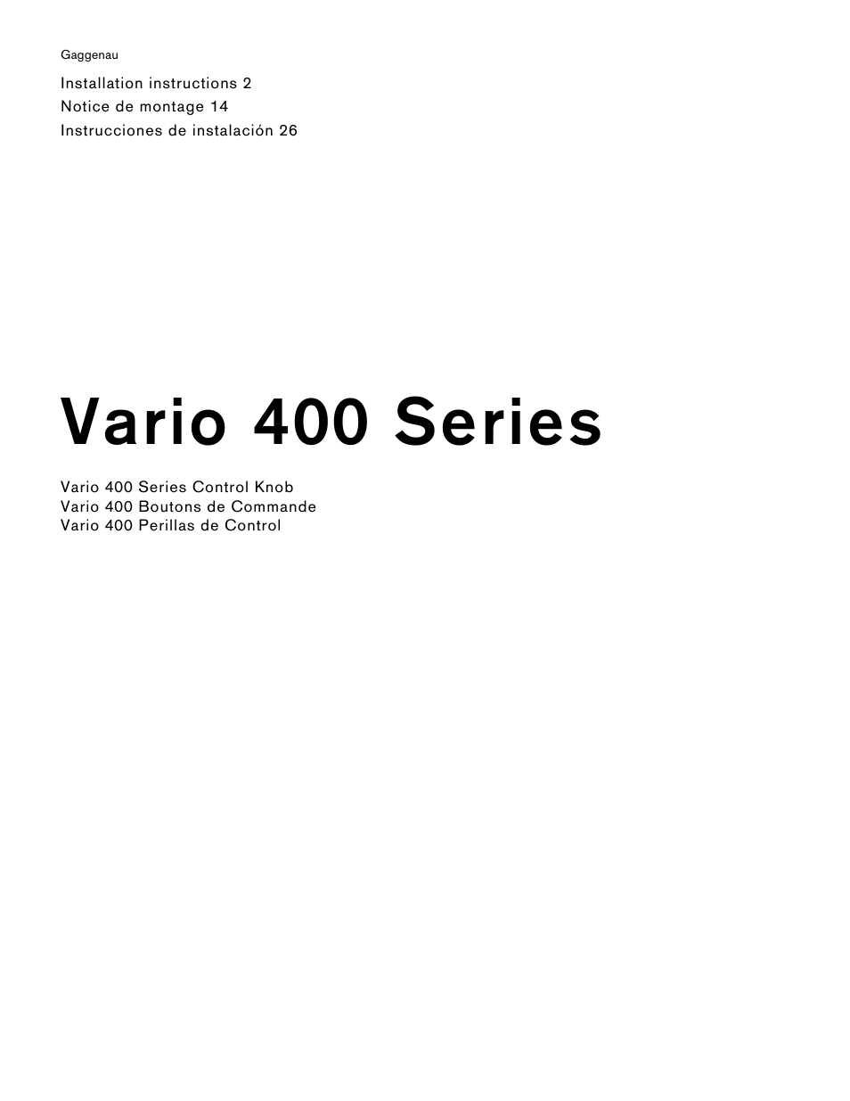 Gaggenau 400 Series 36 Inch Induction Smart Cooktop Knobs Installation Instructions User Manual | 40 pages