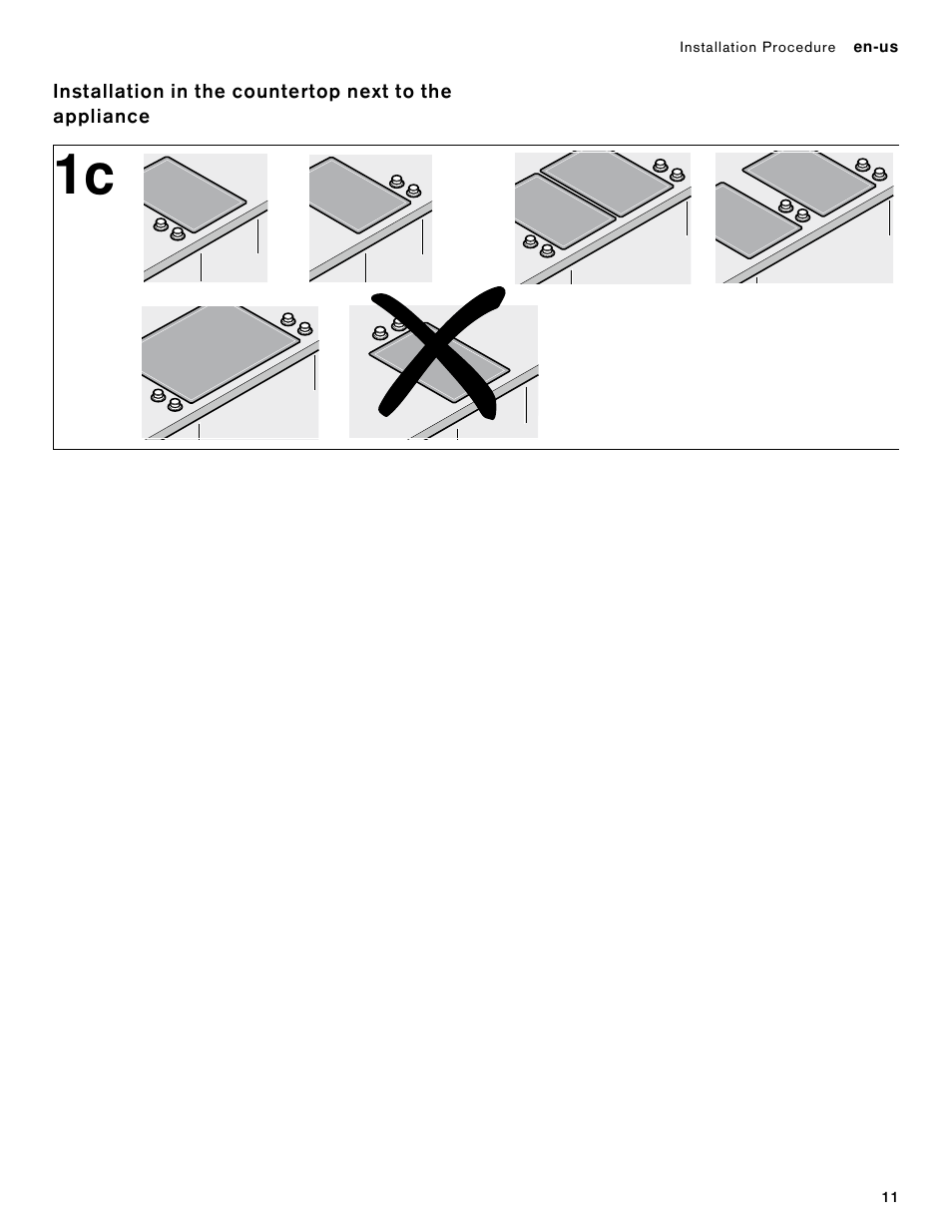 Installation in the countertop next to the | Gaggenau 400 Series 36 Inch Induction Smart Cooktop Knobs Installation Instructions User Manual | Page 11 / 40