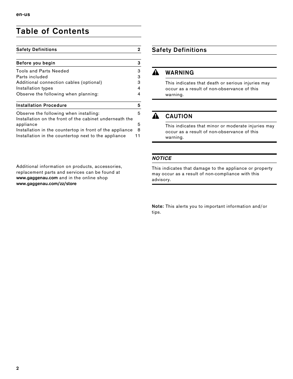 Gaggenau 400 Series 36 Inch Induction Smart Cooktop Knobs Installation Instructions User Manual | Page 2 / 40