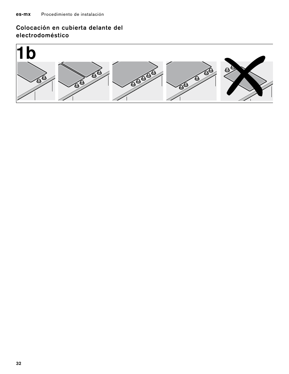 Colocación en cubierta delante del | Gaggenau 400 Series 36 Inch Induction Smart Cooktop Knobs Installation Instructions User Manual | Page 32 / 40