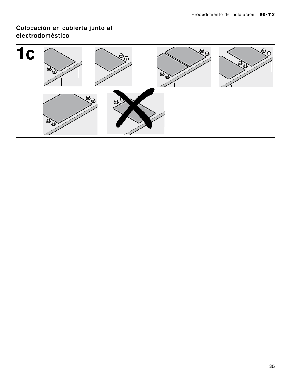 Colocación en cubierta junto al electrodoméstico, Colocación en cubierta junto al electro | Gaggenau 400 Series 36 Inch Induction Smart Cooktop Knobs Installation Instructions User Manual | Page 35 / 40