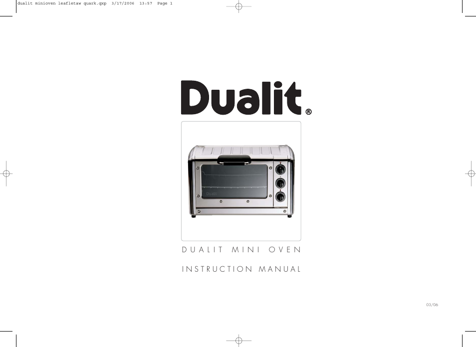 Dualit Mini Oven User Manual | 8 pages
