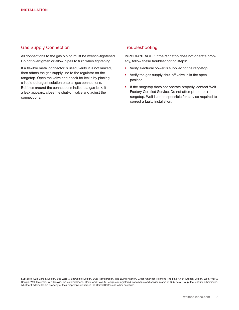 Wolf 48 Inch Pro-Style Gas Rangetop Installation Guide User Manual | Page 7 / 26