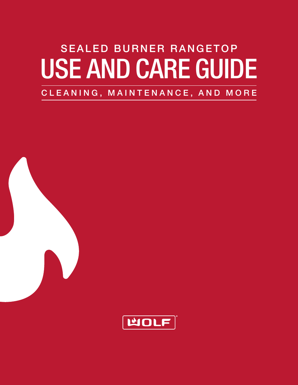Wolf 48 Inch Pro-Style Gas Rangetop Use & Care Guide User Manual | 58 pages