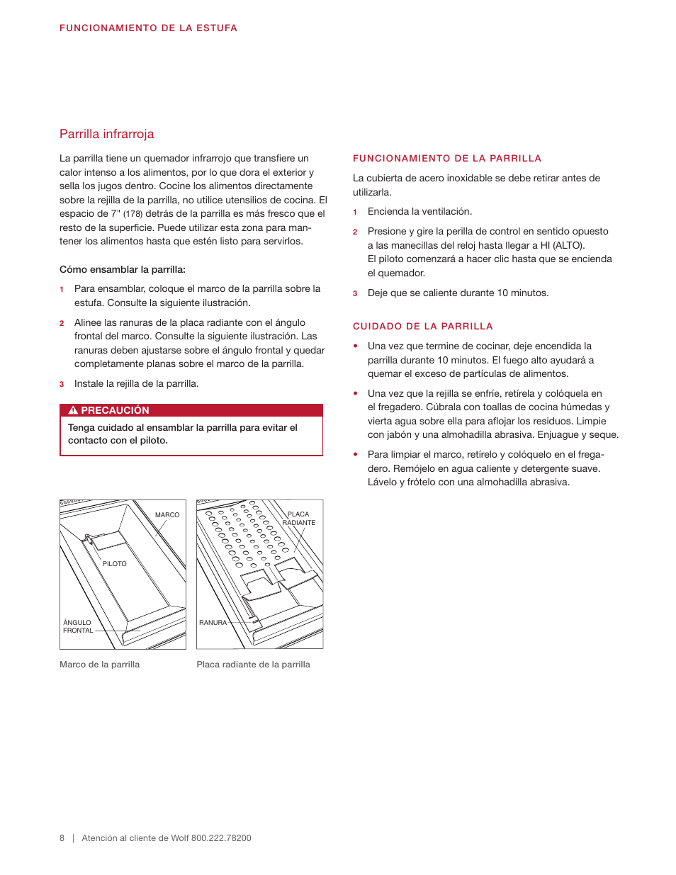 Parrilla infrarroja | Wolf 48 Inch Pro-Style Gas Rangetop Use & Care Guide User Manual | Page 22 / 58