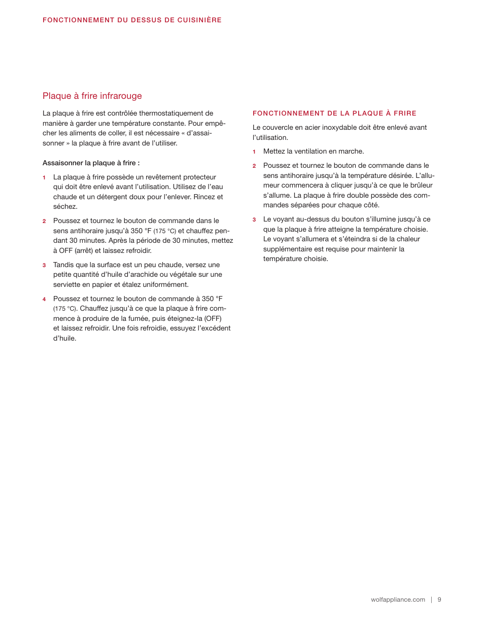 Plaque à frire infrarouge | Wolf 48 Inch Pro-Style Gas Rangetop Use & Care Guide User Manual | Page 37 / 58