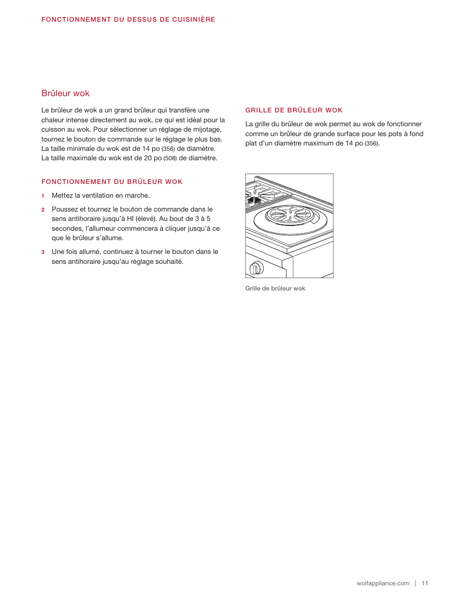 Brûleur wok | Wolf 48 Inch Pro-Style Gas Rangetop Use & Care Guide User Manual | Page 39 / 58