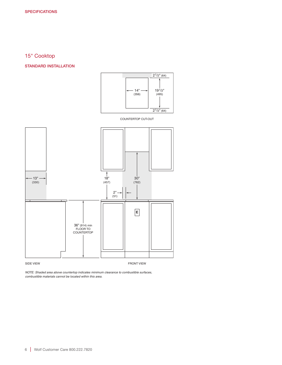 15" cooktop | Wolf 15 Inch Transitional Induction Cooktop Installation Instructions User Manual | Page 6 / 32