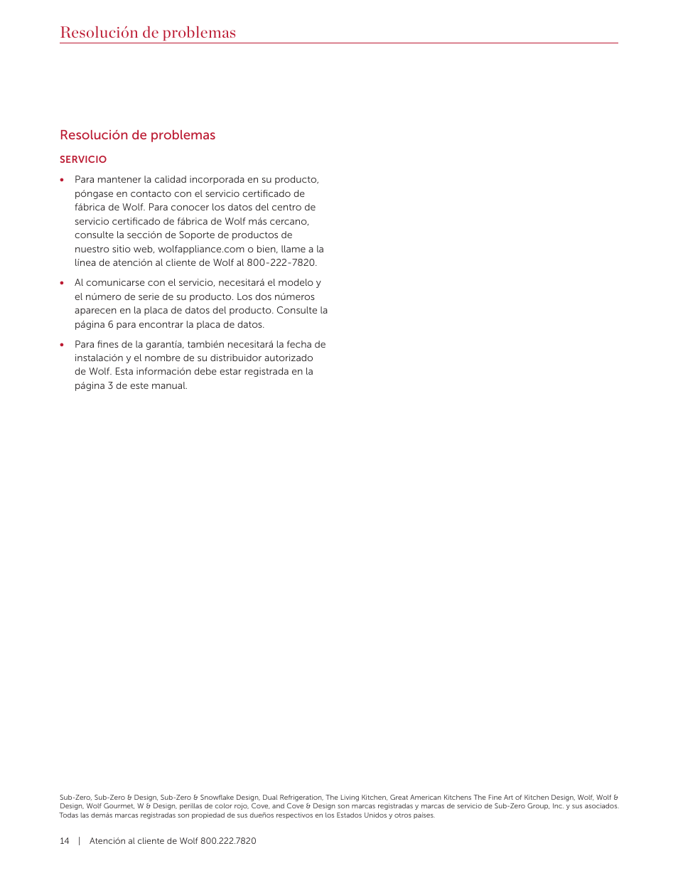 Resolución de problemas | Wolf 36 Inch Pro-Style Gas Rangetop Use and Care Guide User Manual | Page 28 / 58