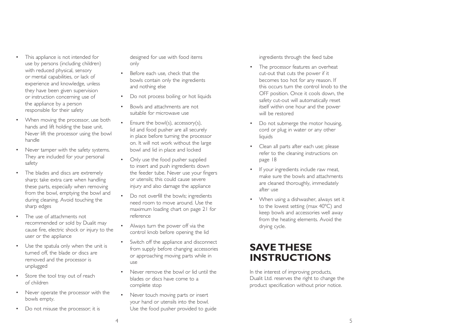 Save these instructions | Dualit XL1500 User Manual | Page 3 / 13