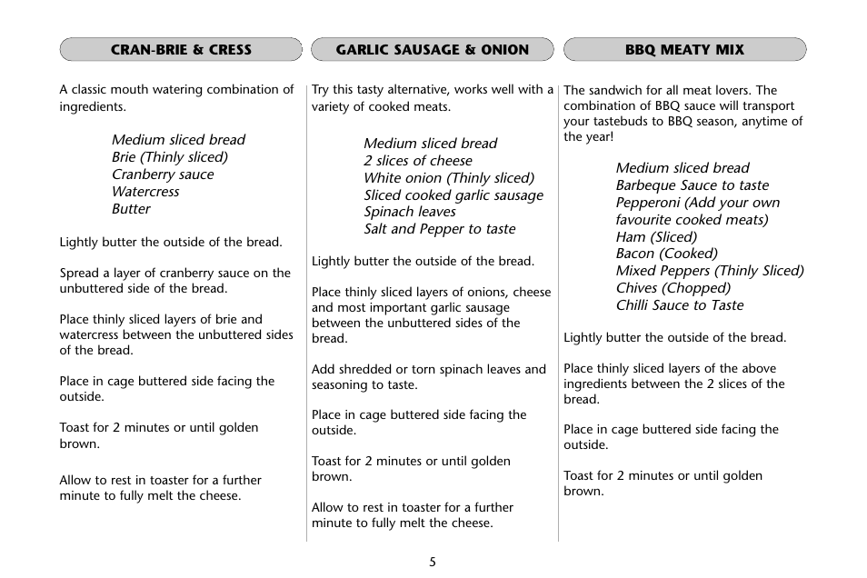 Dualit Sandwich Cage User Manual | Page 5 / 10