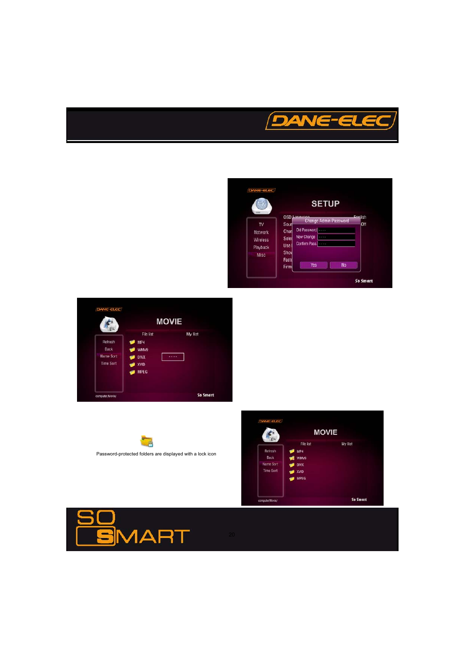 Diapositive numéro 20, Chapter 3: basic setup | Dane-Elec Memory SO SMART 802.11 User Manual | Page 20 / 53