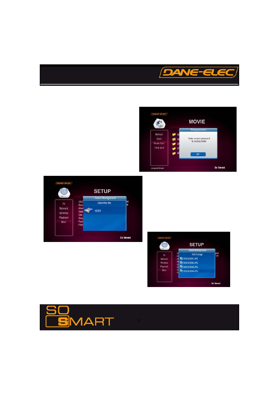 Diapositive numéro 21, Chapter 3: basic setup | Dane-Elec Memory SO SMART 802.11 User Manual | Page 21 / 53