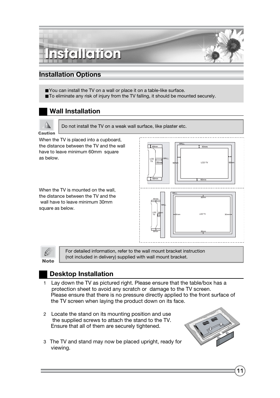 Installation | DiBoss LCD-TV LT-40H6MVH User Manual | Page 12 / 48